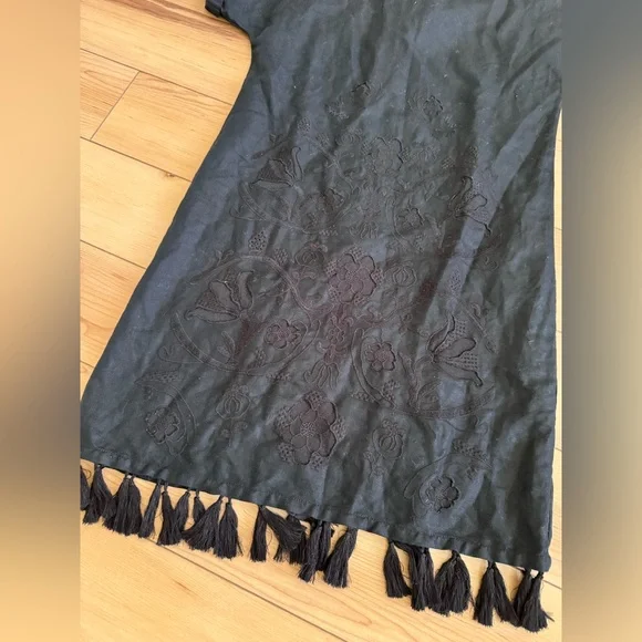 Madewell Embroidered Tassel Linen Tee Dress XXS(can likely fit up to M) - Picture 6 of 13